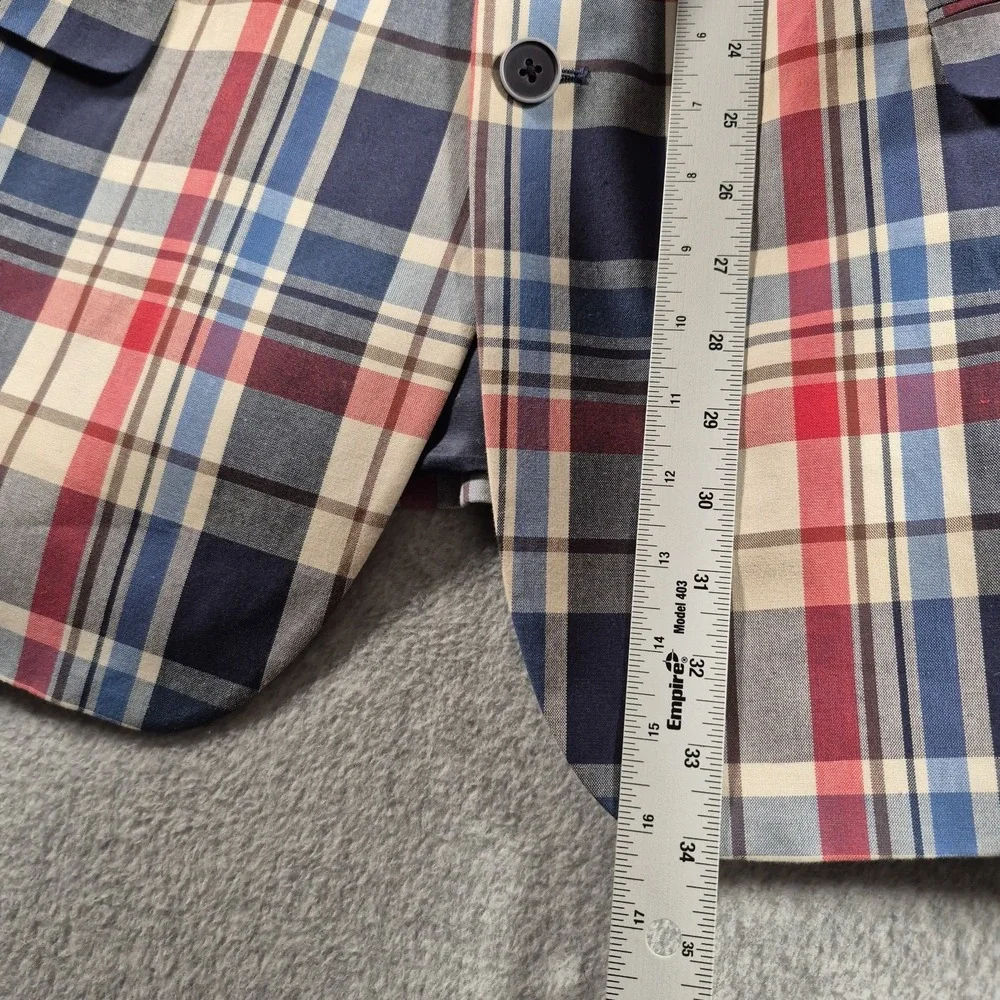 Tommy Hilfiger Mens Plaid 100% Cotton Multi-color 2 Btn Blazer Sport Coat 46R - Picture 4 of 10